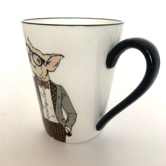 Hipster Pig Coffee Tea Mug Glasses Bow Tie Signature Housewares Inc Stoneware - Picture 4 of 7